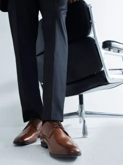 River Island Marron - Chaussures Derby habillées en cuir coupe large Clearance