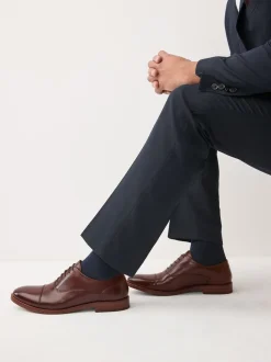 Next Marron - Chaussures Oxford à semelle contrastée en cuir Clearance