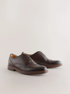 Next Marron - Chaussures Oxford Wingcap en cuir