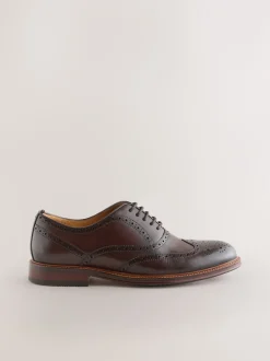 Next Marron - Chaussures Oxford Wingcap en cuir