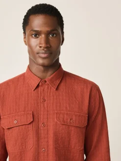 Next Marron - Chemise Coupe classique texturée à manches longues gaufrée Discount