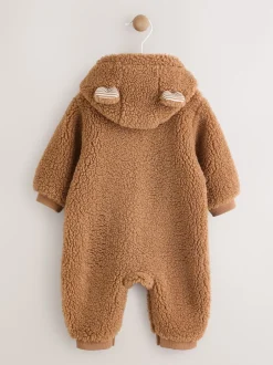 Next Marron - Combinaison bébé à capuche en peau de mouton New