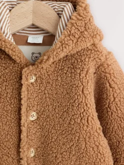 Next Marron - Combinaison bébé à capuche en peau de mouton New