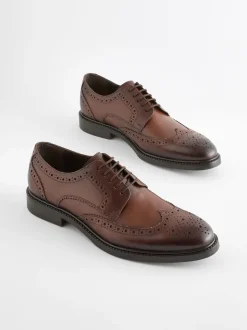 Next Marron - Coupe classique - Chaussures Richelieu derby en cuir Clearance