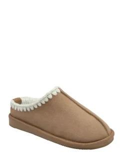 Dunlop Marron - Chaussons mules Whipstitch en faux daim Sale