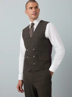 Next Marron - Gilet de costume à carreaux coupe ajustée Hot