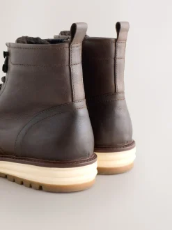 Next Marron - Grandes bottes en cuir à bout tablier Outlet