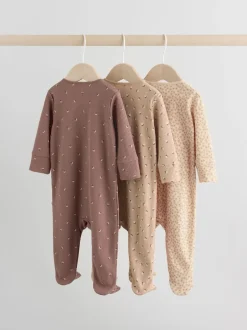 Next Marron à imprimé petites fleurs - Combinaisons de nuit pour bébé 3 Pack (0-2ans) Outlet