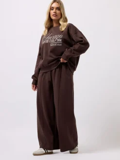 Yours Curve Marron - Jogging jambes larges Outlet