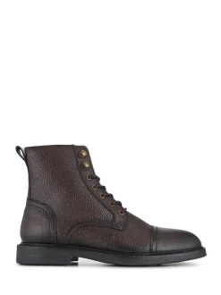 Jones Bootmaker Marron - Davide Bottes militaires Coupe large en cuir Best