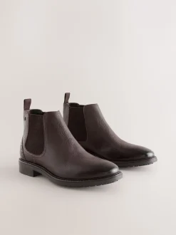 Next Marron - Leather Chelsea Boots New