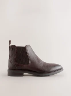 Next Marron - Leather Chelsea Boots New
