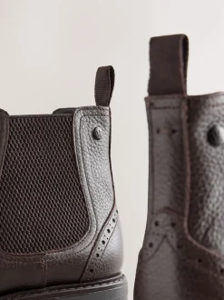 Next Marron - Leather Chelsea Boots New