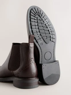 Next Marron - Leather Chelsea Boots New