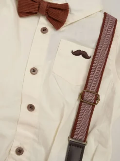 Little Gent - nœud papillon en velours côtelé avec nœud papillon et pantalon avec bretelles Marron Best