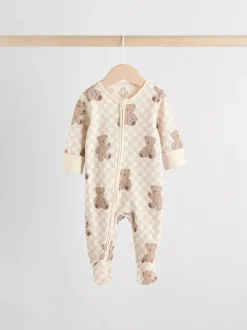 Next Marron - Lot de 4 dors-bien bébé à imprimé ours avec fermeture éclair bidirectionnelle (0mois-2ans)