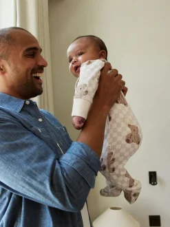 Next Marron - Lot de 4 dors-bien bébé à imprimé ours avec fermeture éclair bidirectionnelle (0mois-2ans)