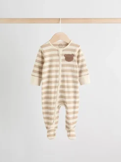 Next Marron - Lot de 4 dors-bien bébé à imprimé ours avec fermeture éclair bidirectionnelle (0mois-2ans)