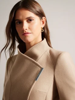 Ted Baker Marron - Manteau Rose mi-long en laine à ceinture Sale
