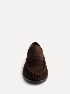 Linzi Marron - Mocassins Belmont froncés en cuir daim Outlet