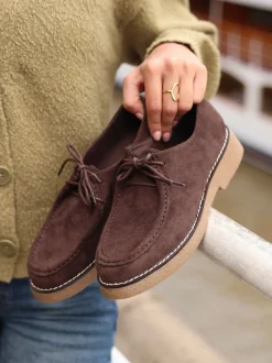 Linzi Marron - Mocassins Perth lacés à semelle épaisse Outlet