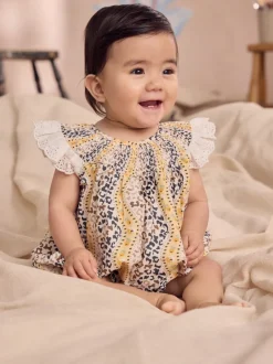 Next Marron À motifs - Barboteuse brodée Cath Kidston 100% coton imprimée Clearance