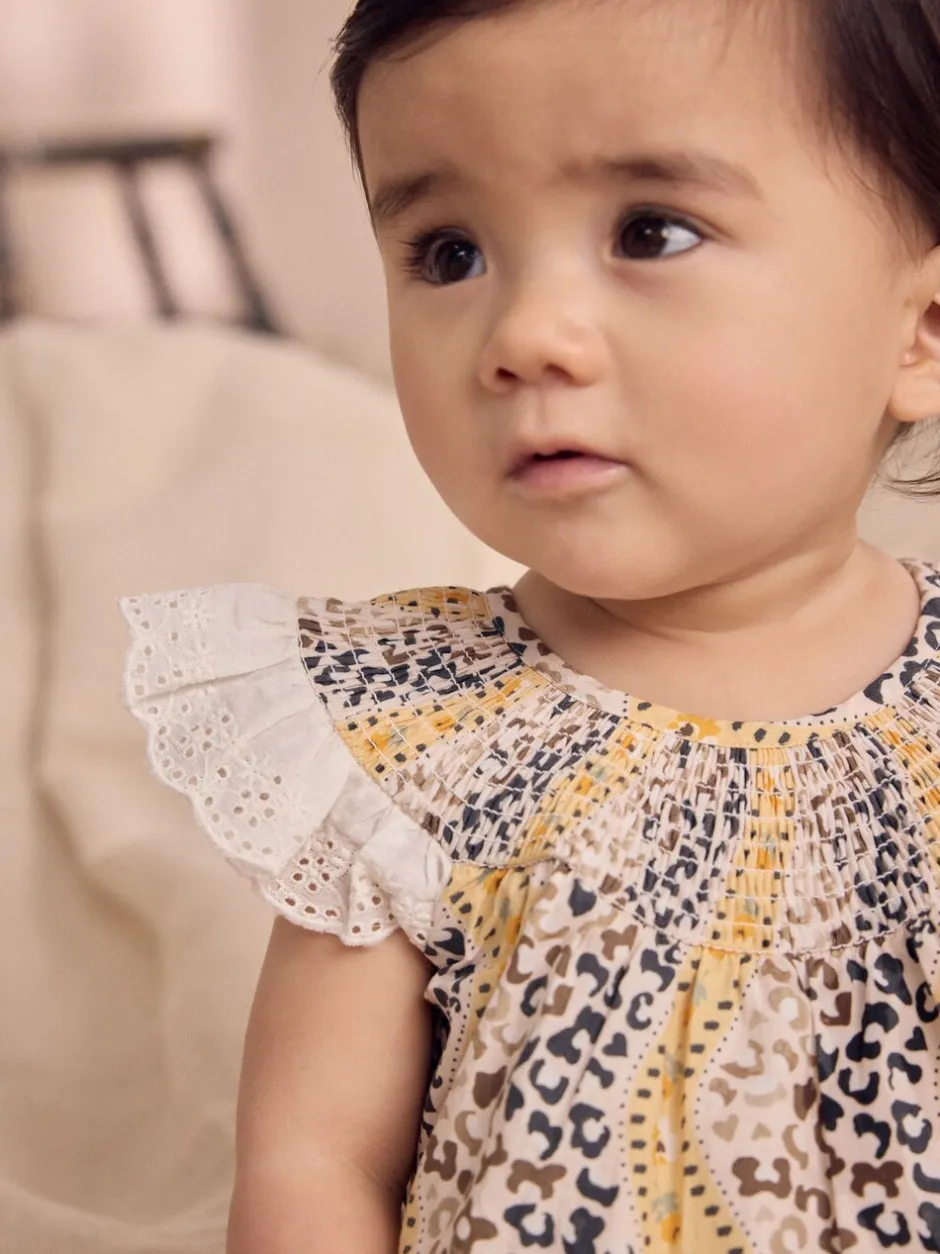 Next Marron À motifs - Barboteuse brodée Cath Kidston 100% coton imprimée Clearance