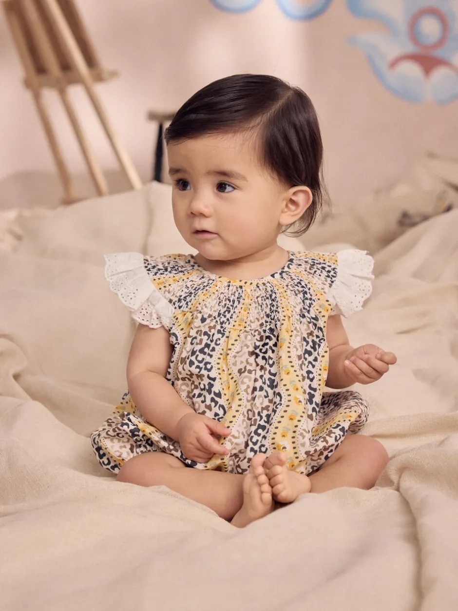 Next Marron À motifs - Barboteuse brodée Cath Kidston 100% coton imprimée Clearance