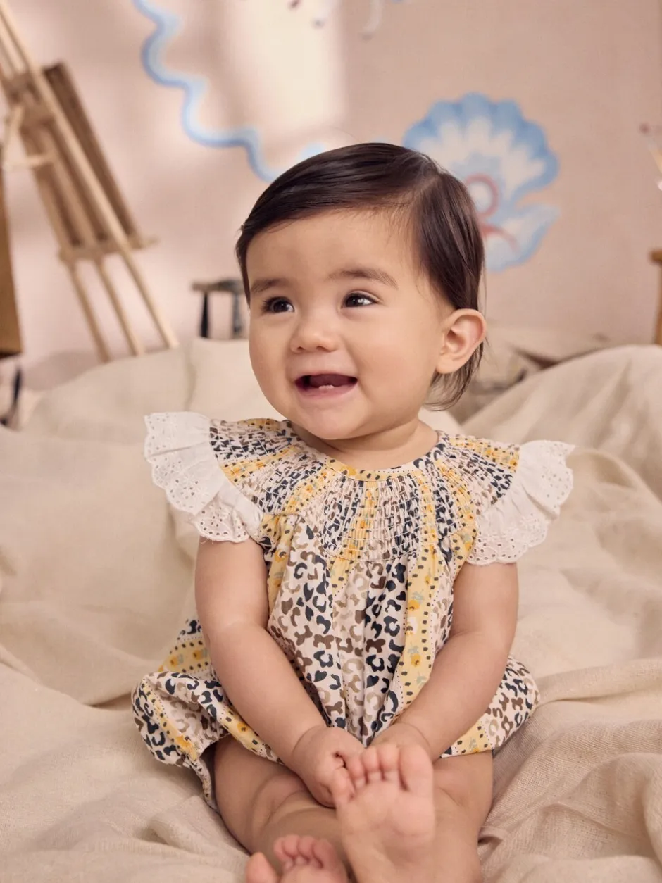 Next Marron À motifs - Barboteuse brodée Cath Kidston 100% coton imprimée Clearance