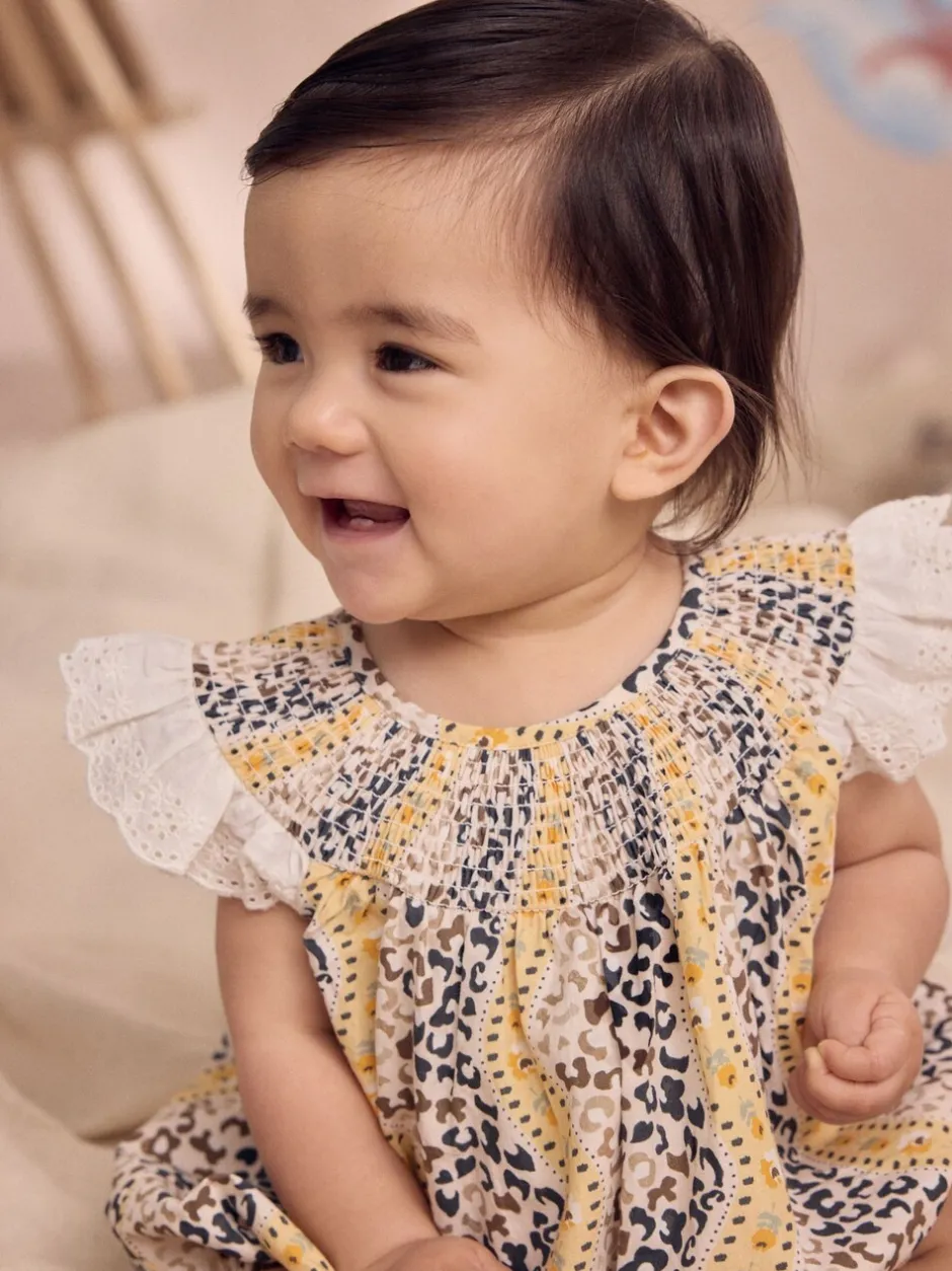 Next Marron À motifs - Barboteuse brodée Cath Kidston 100% coton imprimée Clearance