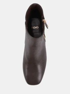 Novo Marron - Bottes Kate zippées à talons carrés et bout carré