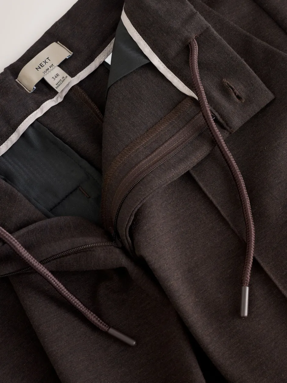 Next Marron - Pantalon élégant à taille élastique avec contenu en laine New