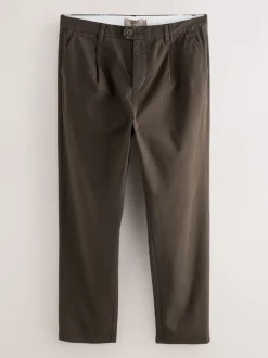 Next Marron - Pantalons chinos extensibles plissés simples Best