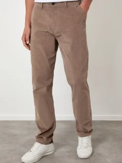 Threadbare Marron - Pantalons coupe droite en velours côtelé extensible Clearance