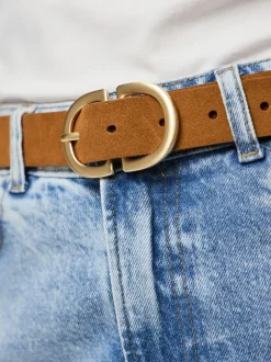 PIECES Marron - Ceinture à boucle en daim Outlet