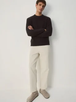 Next Marron - Pull Col rond Texture Coupe classique Best