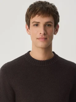 Next Marron - Pull Col rond Texture Coupe classique Best