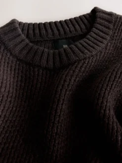 Next Marron - Pull Col rond Texture Coupe classique Best