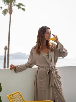 Loungeable Marron - Robe de chambre kimono côtelée Best