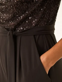 Roman Marron - Sequin Bodice Col bénitier Combinaison Online