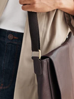 Next Marron - Signature Leather Messenger Bag Discount