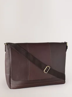Next Marron - Signature Leather Messenger Bag Discount