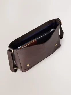 Next Marron - Signature Leather Messenger Bag Discount