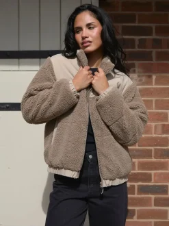 South Beach Marron - Borg Doudoune zippée Sale