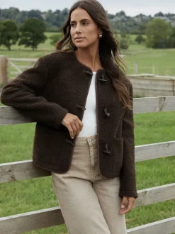 Threadbare Marron - Borg Veste en laine polaire New