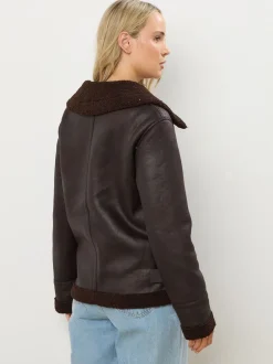 Long Tall Sally Marron - Veste aviateur à coutures fuselées Discount