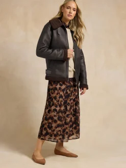 Long Tall Sally Marron - Veste aviateur à coutures fuselées Discount