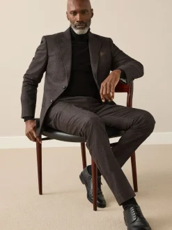 Next Marron - Veste de Costume Coupe ajustée Signature Cerruti en laine italienne à dents de chiot Best