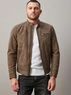 Next Marron - Veste de motard en cuir faux Best