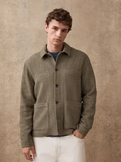 Next Marron - Veste en sergé texturé élégant avec laine Outlet